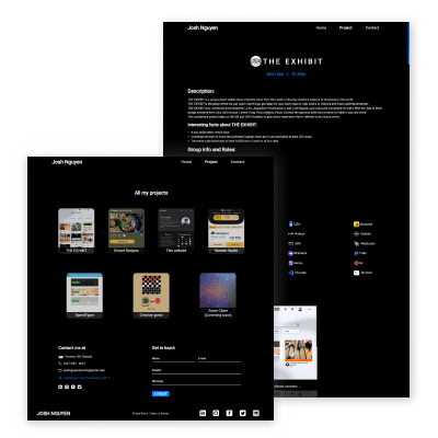 sample of Josh Nguyen portfolio website design